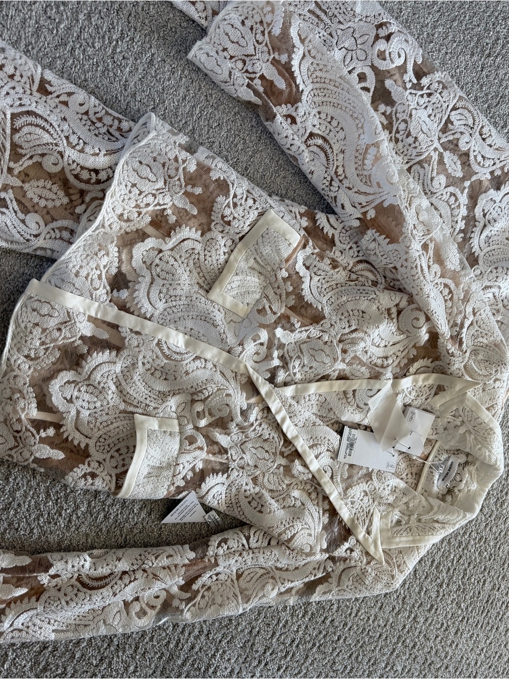 Nadine Merabi Ivory Lace two piece suit